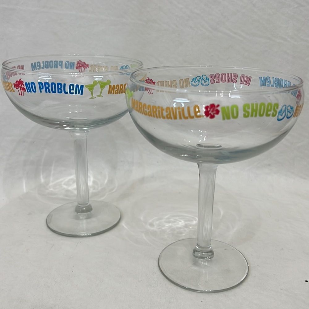 Margaritaville Glasses 12 Ounce Each Set 2 6 1/4 In Tall 5 In Round Jimmy Buffet